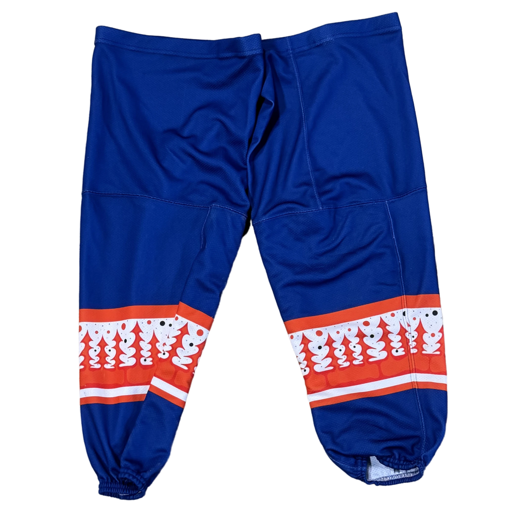 OHL - Chaussette de hockey en tricot athlétique usagée - Thème autochtone (bleu/orange/blanc)